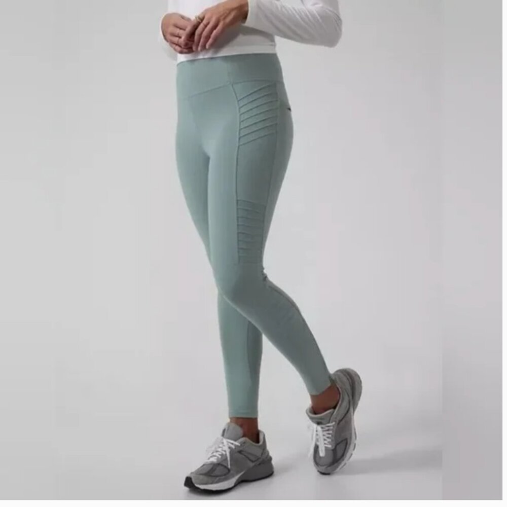 Athleta Delancey Moto Tight Legging Size M- Minimalistic Gray